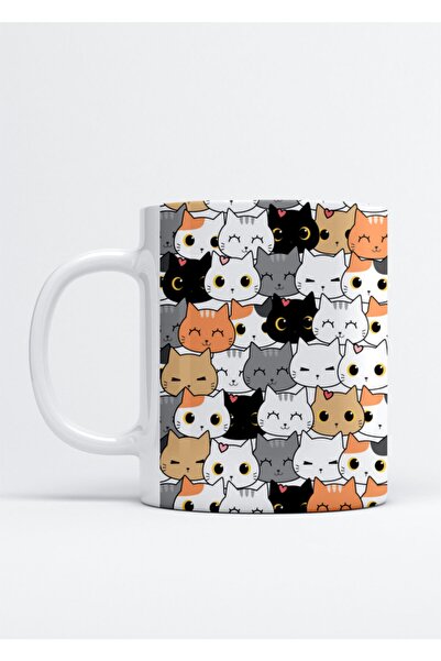 Pan Dükkan Cute Cats Cats Printed Porcelain Mug Cup