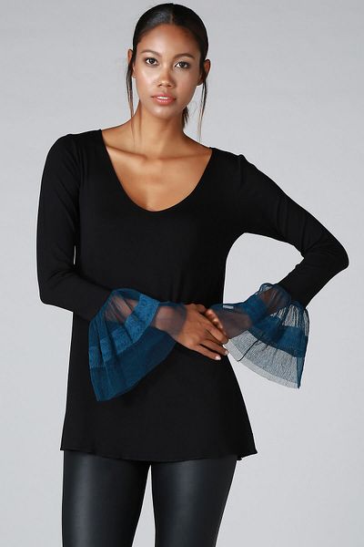 Quincey Tulle Detailed Tunic with Sleeves