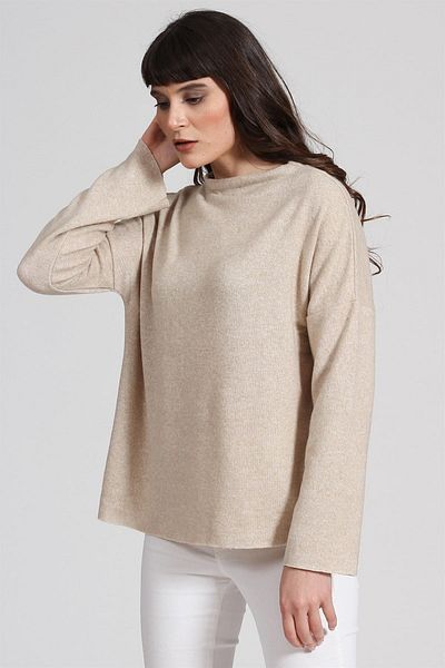 Seamoda Γυναικείο μαλακό casual πουλόβερ-μπεζ PRA-236830-961015