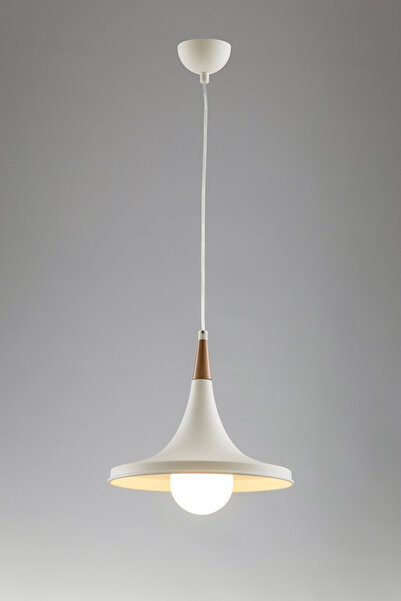 Avonni Avonnı Av-4100-a6-bby Beyaz Boyalı Modern Avize E27 Metal Ahşap 32cm