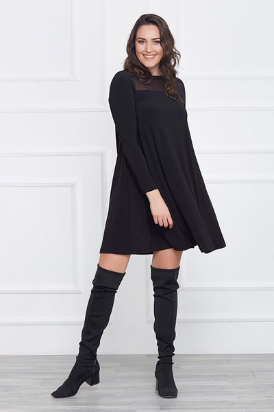Laranor Women's Black Tulle Detailed Dress 17LB9008