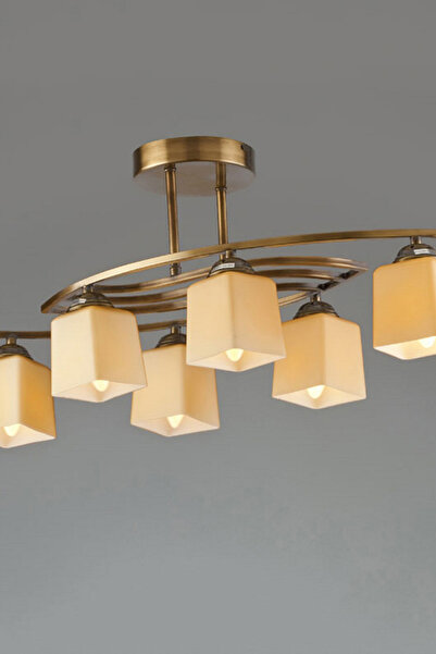 Avonni Av-1374-6e Eskitme Kaplama Modern Avize E14 Metal Cam 75x30cm