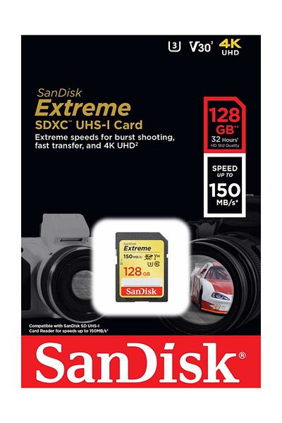 SanDisk SDSDXV5-128G-GNCIN بطاقة SD سعة 128 جيجابايت وسرعة 150 ميجا بايت/ثانية