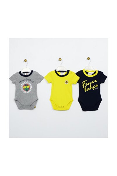 Fenerbahçe Lacivert Lisanslı Unisex Bebek 3Lü Kısa Kollu Body Set Laciver 6643