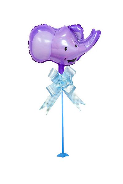 Kazanabil Elephant Figured Party Table Decoration Foil Balloon with Sticks Blue