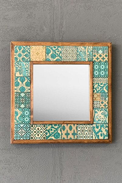 Oscar Stone Decor Masif Çerçeveli Mozaik Taş Ayna 33 Cm X 33 Cm (morocco-etni...