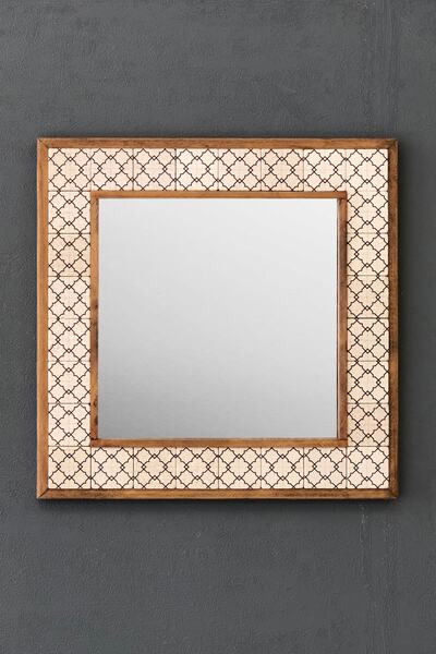 Oscar Stone Decor Masif Çerçeveli Mozaik Taş Ayna 43 Cm X 43 Cm (morocco-etni...