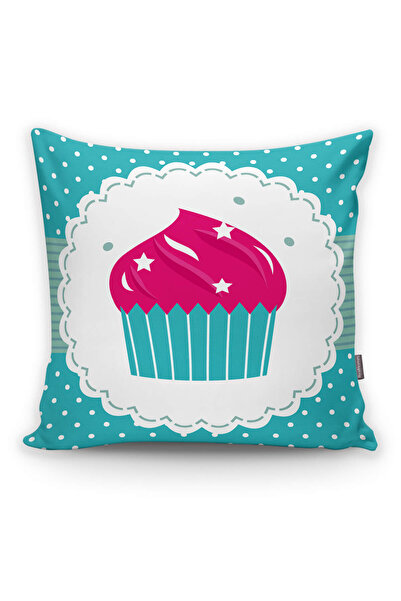 Realhomes غطاء وسادة مزخرف مطبوع رقميًا على شكل كوب كيك