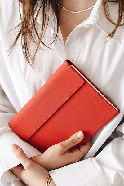Matt Notebook A5 15x22 Magnetic Cover Notebook Striped Red