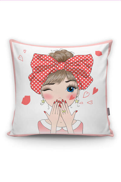 Realhomes Fashion Girl Dijital Baskılı Modern Yastık Kırlent Kılıfı