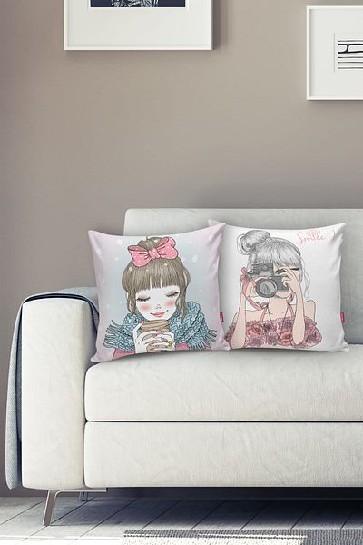 Realhomes Set de huse de perne decorative din 2 piese cu model Fashion Girl