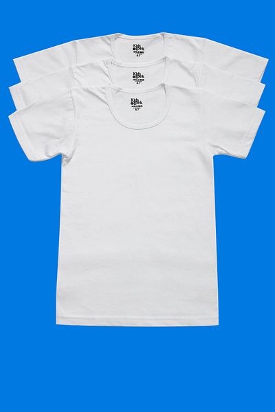 Siyah İnci Unisex Kids White 3-Piece Cotton Short Sleeve Undershirt 1480.
