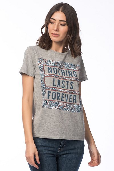 Koton Women's Gray T-shirt 6KAL19081IK