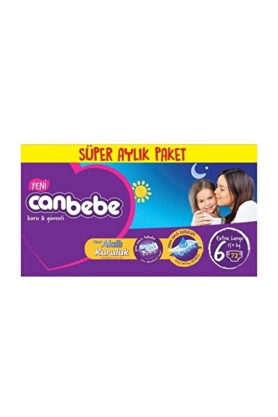 Canbebe Aylık Paket 6 Beden 72 Adet Bebek Bezi