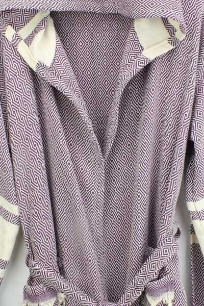 Bedinn Пештемал халат Diamond смугастий фіолетовий