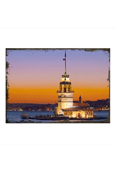 Cakatablo 25cmX35cm Tablou din lemn Turnul Fetelor din Istanbul