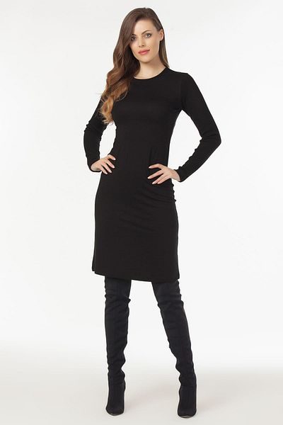 Laranor Rochie de damă cu mâneci negre, cu croială clasică, 19L6535
