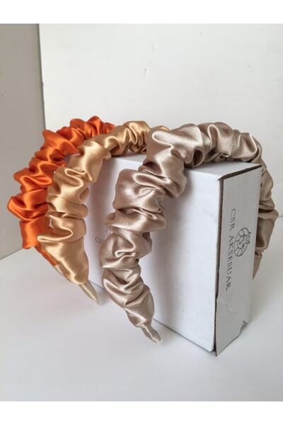 CSR AKSESUAR طقم تاج من الساتان 3 قطع - تصميم مجعد