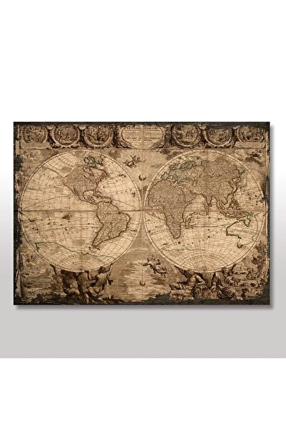 Cakatablo 35Cmx50Cm Wooden Painting Mythological World Map Visual