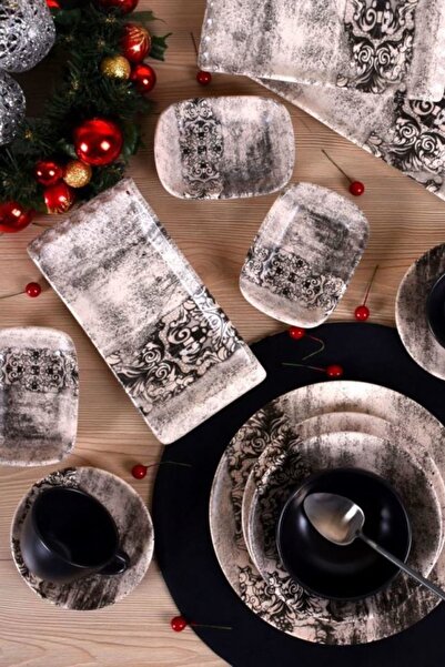 Keramika Set Ege/18 Hıtıt Yemek/Selen/Dıkdortgen Kahvaltı 44 Parca Mat Renklı...