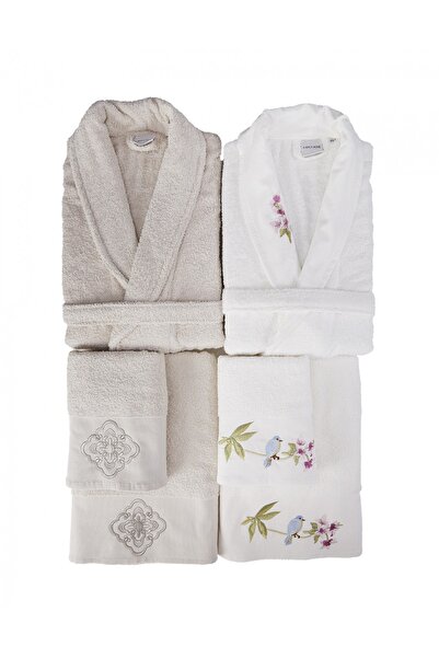 Karaca Home Daily Flower Ekru Soft Aile Banyo Seti