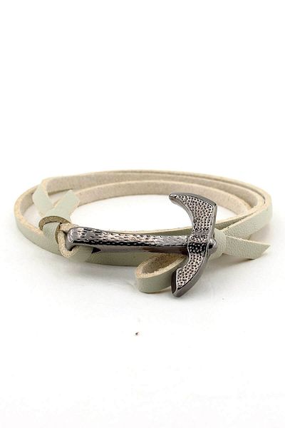 Solfera Men's Combat Baltasi Cream Real Leather Bracelet BT557