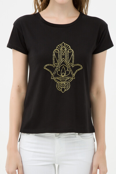Koton Tricou negru pentru femei 7KAK13004QK