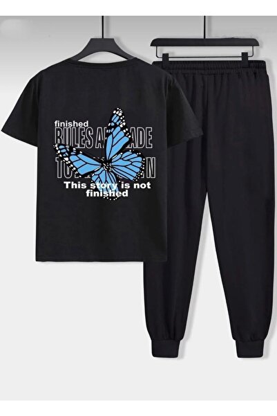 NO 601 Μπλουζάκι με στάμπα πεταλούδας, μοντέρνο, unisex, oversized