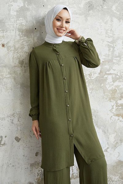 InStyle Garnitur casual zapinany na guziki Arfa Ayrobin – khaki