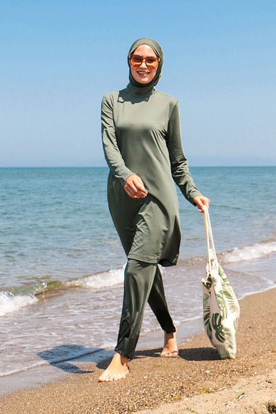 Marina Μαγιό 3 τεμαχίων Χακί Πλήρως Καλυμμένο Hijab 1969
