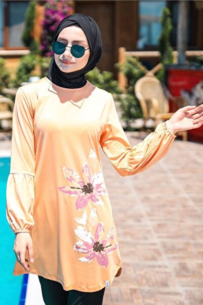 Marina Rope Tied 4-Piece Baby Girl Floral Patterned Fully Covered Hijab Swimsuit M2013