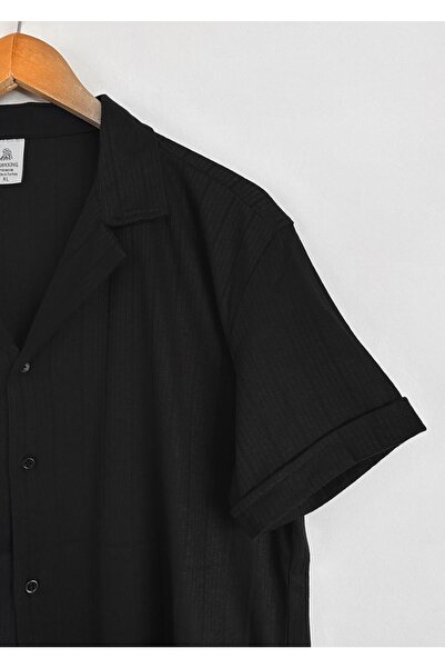 HAWKKİNG Ανδρικό καλοκαιρινό κοντομάνικο πουκάμισο με μαύρο σχέδιο