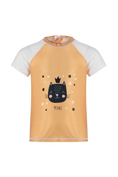 Adasea Cat Patterned T-Shirt Shorts Two-piece Swimsuit