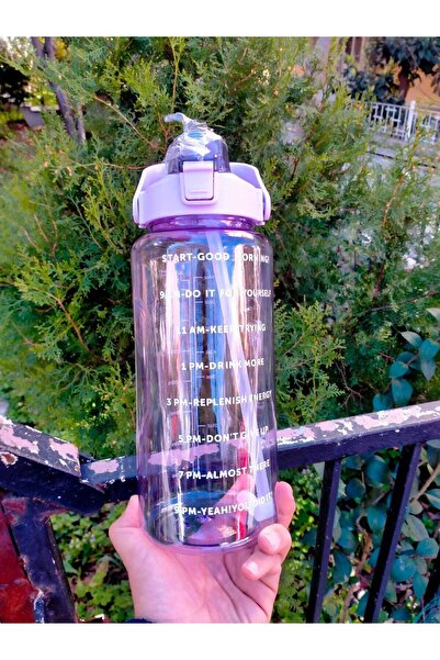 Dalian Home Şeffaf Motivasyon Matara 2000 Ml Suluk Su Şişesi - Bpa Içermez-st...