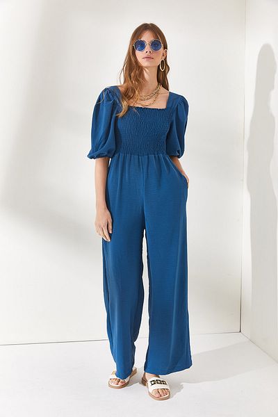 Olalook Women's Indigo Top Elastic Hidden Pocket Ayrobin Jumpsuit TLM-19000143