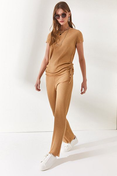 Olalook Dámská velbloudí halenka Palazzo Kalhoty Set TKM-19000196