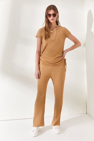Olalook Dámská velbloudí halenka Palazzo Kalhoty Set TKM-19000196