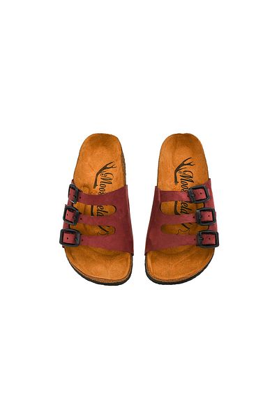 Moosefield Kids Papuci pentru copii unisex din piele naturală roșu Claret