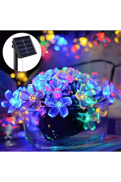 ebulduk Çiçek Desenli Solar Aydınlatma-50 Ledli 8 Modlu Güneş Enerjili Rgb-be...