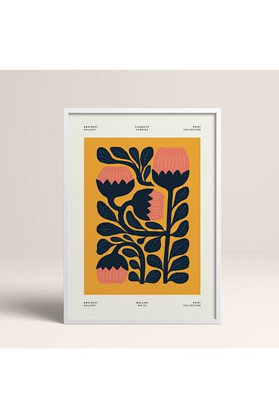 HOMEPACK Tablou cu rame din lemn alb Poster cu rame Decor artistic modern de perete (FLOWER109-WHITE-50X70)