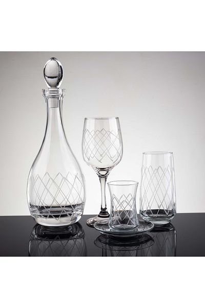 sudeka Square Hand Decorated Cut Glass Water Set 49 Pieces for 12 People