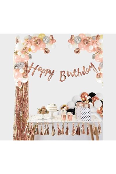 asöy Happy Birthday Banner Rose Gold Καλλιγραφία Banner Χειρόγραφο Happy Birt...