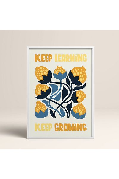 HOMEPACK Pictură cu rame din lemn alb Poster înrămat Decor artistic modern de perete (FLOWER115-WHITE-50X70)