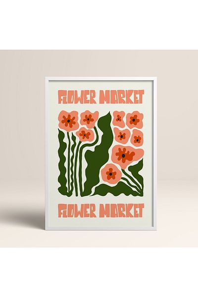 HOMEPACK Tablou cu rame din lemn alb Poster cu rame Decor artistic modern de perete (FLOWER117-WHITE-40X60)