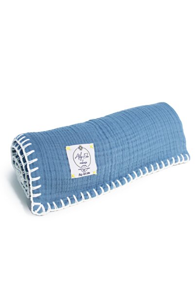 Atölye Eda Exclusive Handcrafted And Hand Embroidered 4 Layer Muslin Blanket 120x120cm-oil