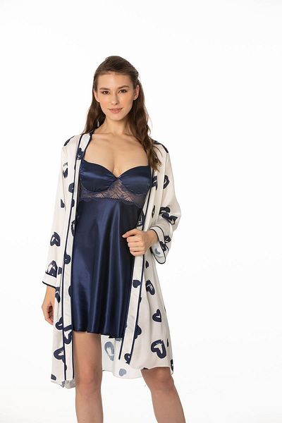 Pierre Cardin Set cămașă de noapte și rochie cu imprimeu din satin - 2406