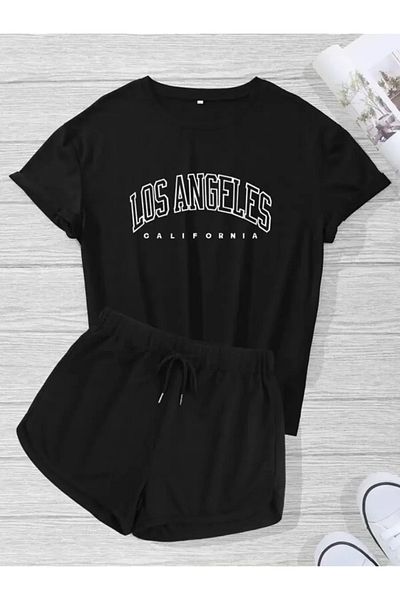 trendgar California Print Mini Shorts Set