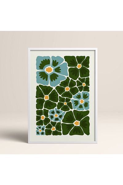 HOMEPACK Tablou cu rame din lemn alb Poster cu rame Decor artistic modern de perete (FLOWER119-WHITE-30X40)