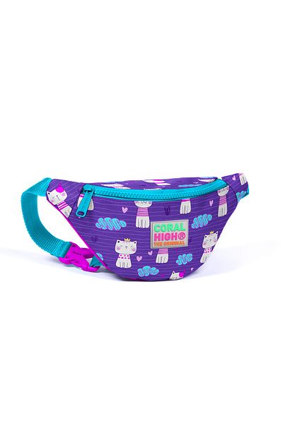 Coral High Rucsac cu model de pisică violet roz - set de 3