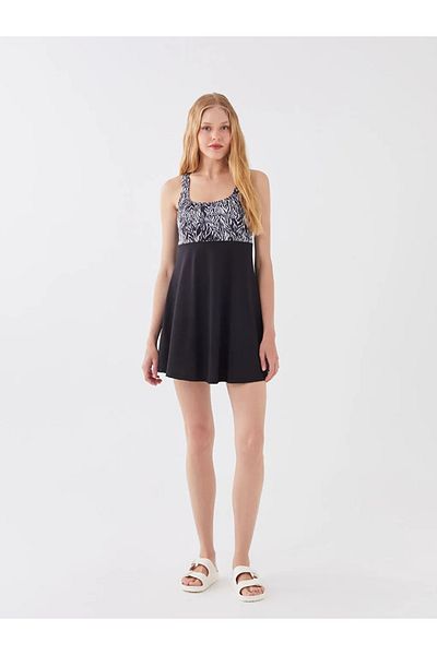 LC Waikiki Lcw Dream U-Kragen gemusterter Badeanzug mit Rock für Damen